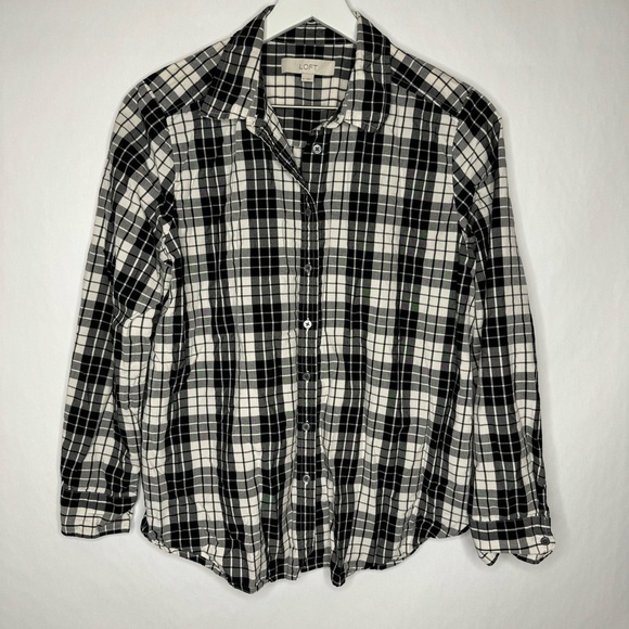 LOFT Tops - LOFT Gingham Print Button Down Shirt